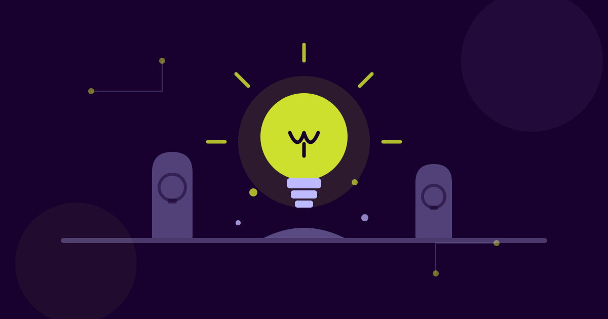 Flat illustration of two dim lavender headstones flanking a bright lime lightbulb rising out of the ground, representing abandoned content ideas being revived